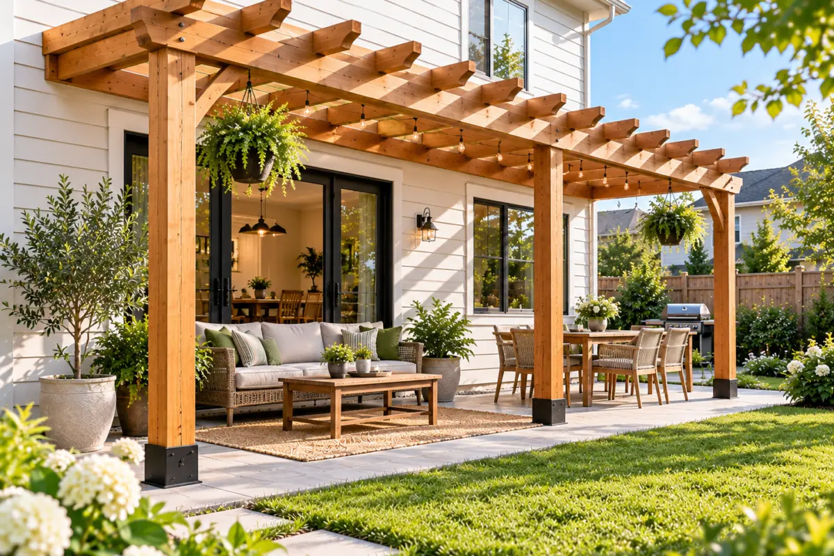 20 Attached Pergola Ideas: House-Mounted Designs