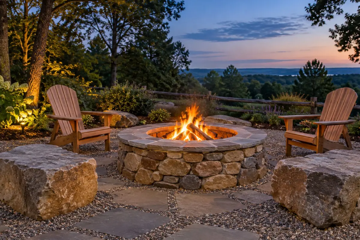 18 Stone Fire Pit Ideas: Fieldstone, Flagstone, Boulder and Cut Stone