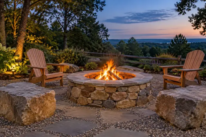18 Stone Fire Pit Ideas: Fieldstone, Flagstone, Boulder and Cut Stone